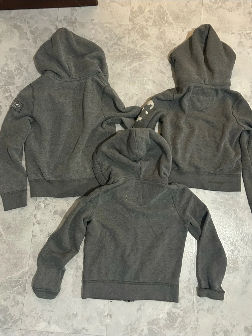 Abercrombie & Fitch Kids Charcoal Gray Hooded Zip Sweatshirts (Set of 3)